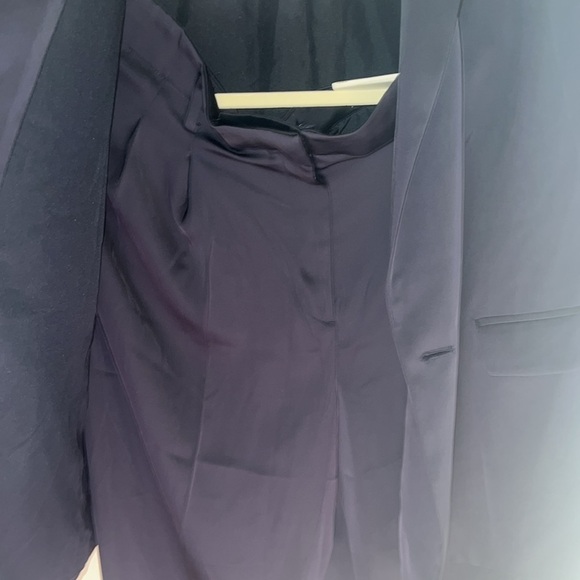 NWT AT Women’s Navy Blue Satin Suit - Blazer & High waist Straight Leg Trousers - Picture 6 of 6